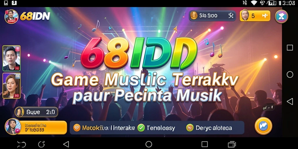 Tampilan gameplay 68IDN dengan berbagai lagu dan fitur menarik.