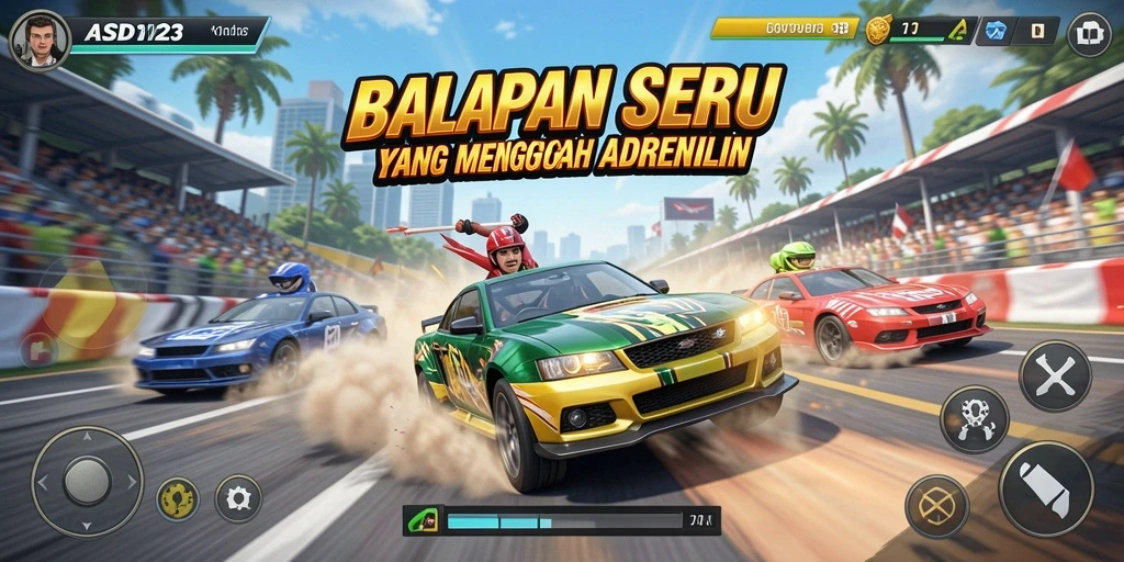 Gameplay mendebarkan dengan balapan cepat di lintasan yang menantang.