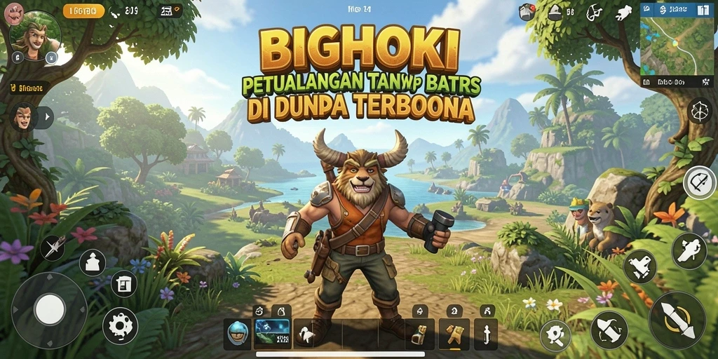 Tampilan gameplay BIGHOKI menampilkan petualangan seru di dunia terbuka.