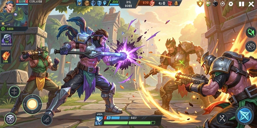 Tampilan gameplay seru dalam CORLA188 dengan aksi pertempuran yang mendebarkan.
