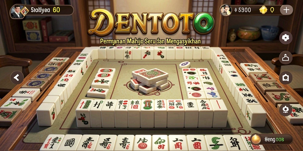 Tampilan gameplay DENTOTO yang seru dengan ubin Mahjong berwarna-warni.