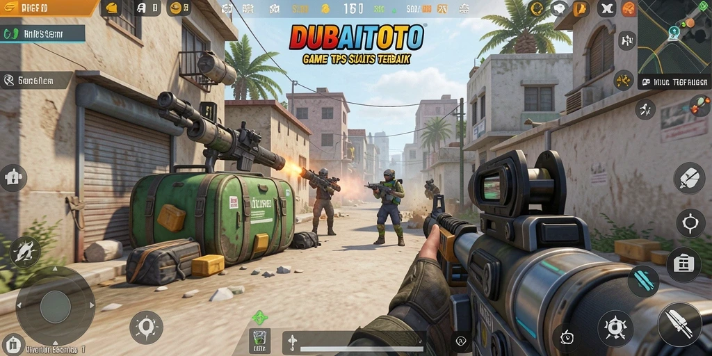 Screenshot gameplay DUBAITOTO yang menunjukkan aksi tembak-menembak.