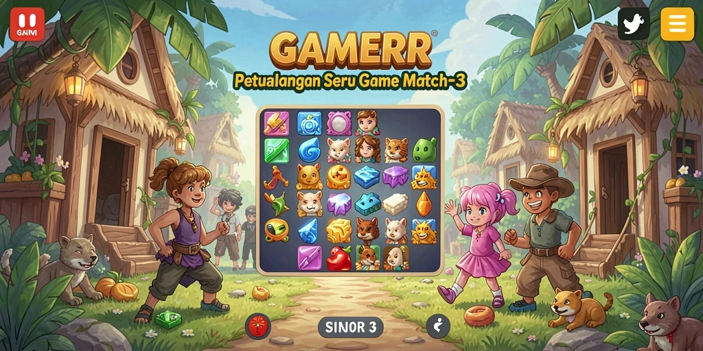 Tampilan gameplay GAMERP yang menarik dan penuh warna.