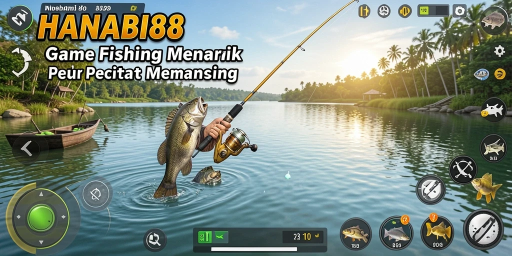 Tampilan gameplay HANABI88 dengan aksi memancing yang seru.