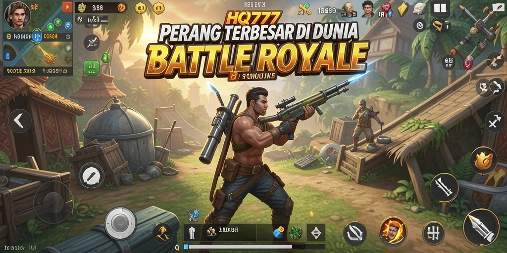 Gameplay mendebarkan di HQ777 saat pertarungan Battle Royale.