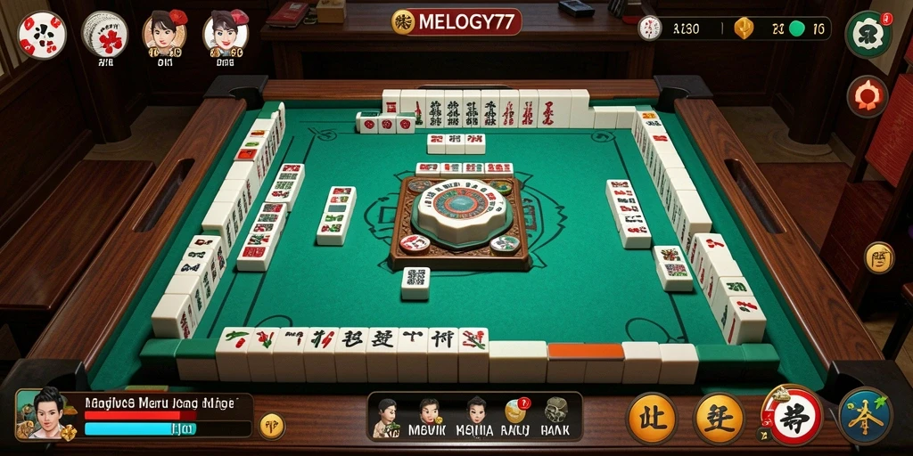 Screenshot MELODY77 menampilkan gameplay Mahjong yang mengasyikkan.