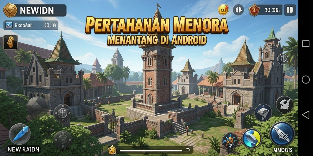 Tangkapan layar gameplay intens di Tower Defense NEWIDN.