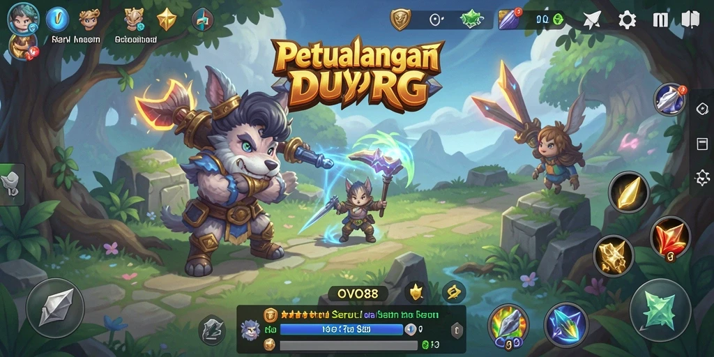 Tangkapan layar gameplay OVO88 yang menunjukkan aksi RPG yang menegangkan.