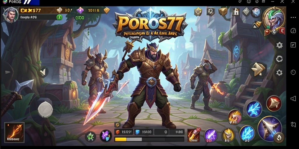 Tangkapan layar gameplay POROS77 dengan aksi bertempur yang seru.