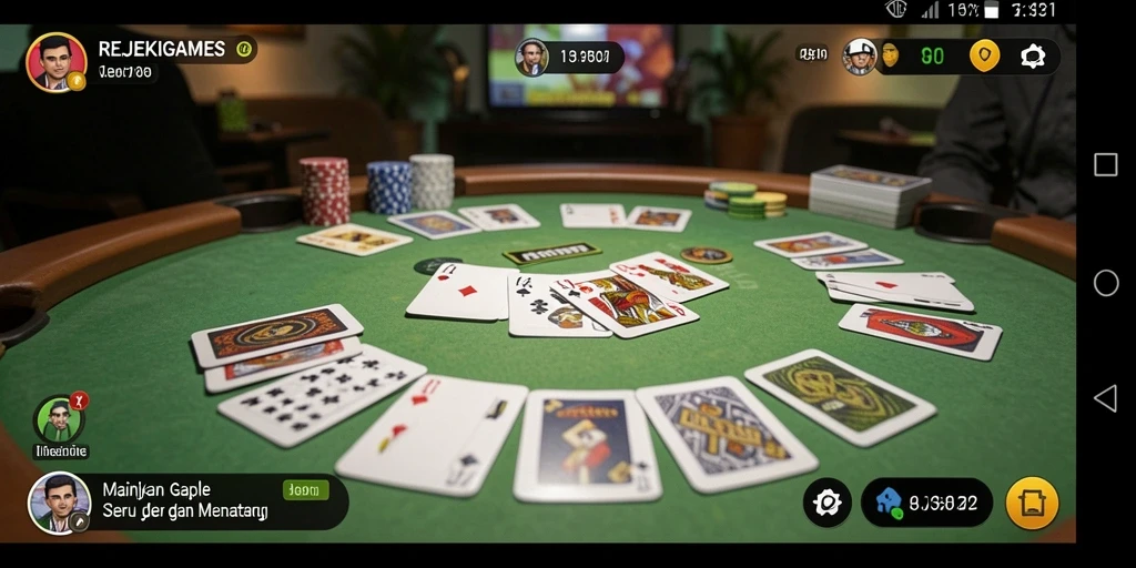 Tampilan gameplay Gaple yang seru dan interaktif di REJEKIGAMES.