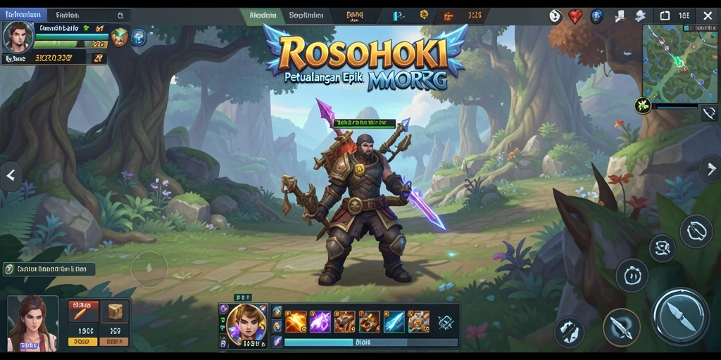 Screenshot gameplay menunjukkan karakter beraksi dalam pertempuran epik di dunia ROSOHOKI.