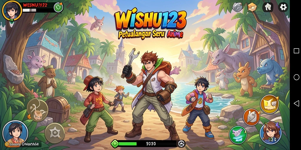 Screenshot WISNU123 menampilkan aksi karakter dalam pertarungan epik.